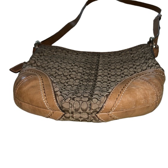 COACH Tan & Brown Signature Mini C Logo Crossbody Shoulder Bag Baguette - Picture 6 of 10